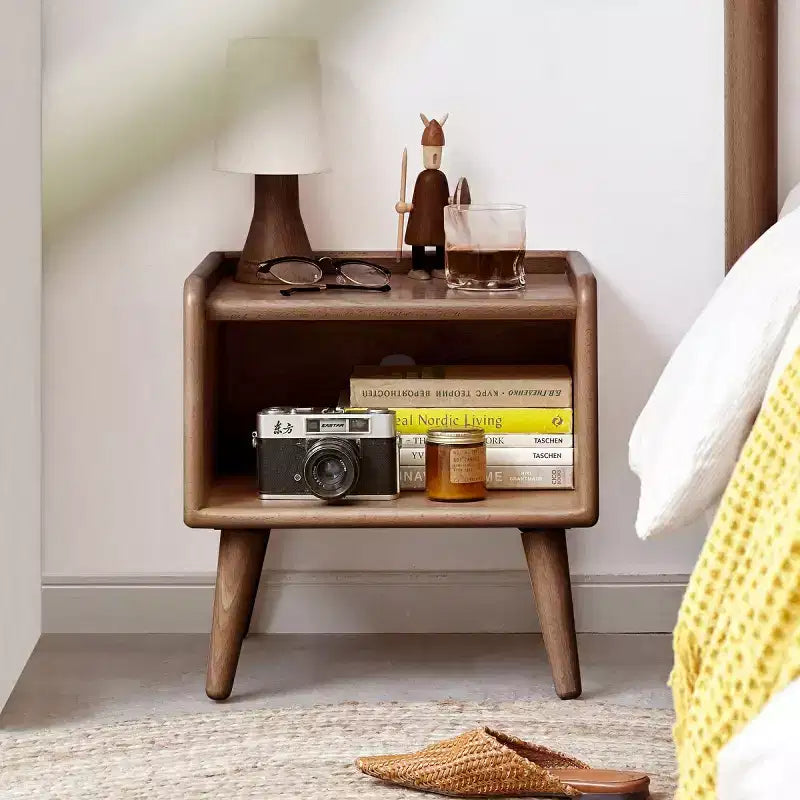 Table de chevet en bois de hêtre massif, table de chevet minimaliste et moderne avec étagère ouverte, meuble de chevet pour chambre ou salon - Panipeachy