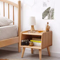 Solid Beech Wood Bedside Table, Modern Minimalist Nightstand with Open Shelf, Bedside Cabinet for Bedroom or Living Room - Panipeachy