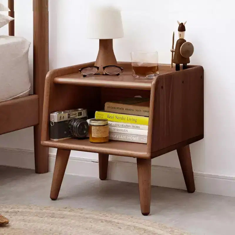 Table de chevet en bois de hêtre massif, table de chevet minimaliste et moderne avec étagère ouverte, meuble de chevet pour chambre ou salon - Panipeachy