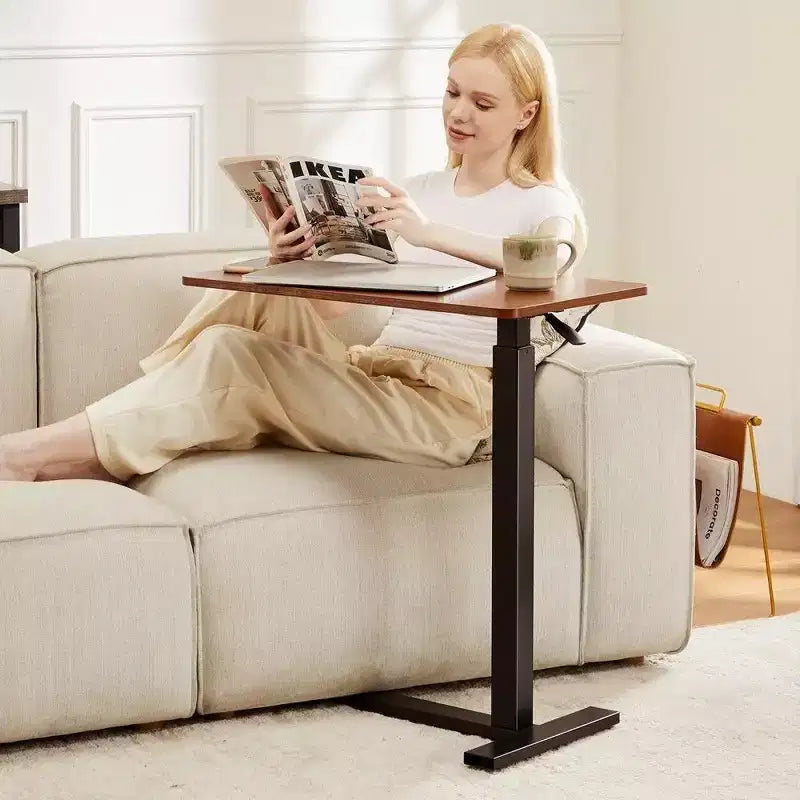 TUYOHW Table de lit réglable avec roulettes, bureau mobile pour ordinateur portable avec roulettes verrouillables, bureau portable pour le bureau et la maison