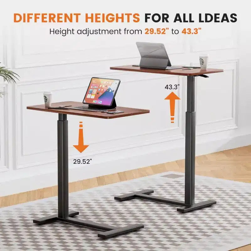 TUYOHW Table de lit réglable avec roulettes, bureau mobile pour ordinateur portable avec roulettes verrouillables, bureau portable pour le bureau et la maison