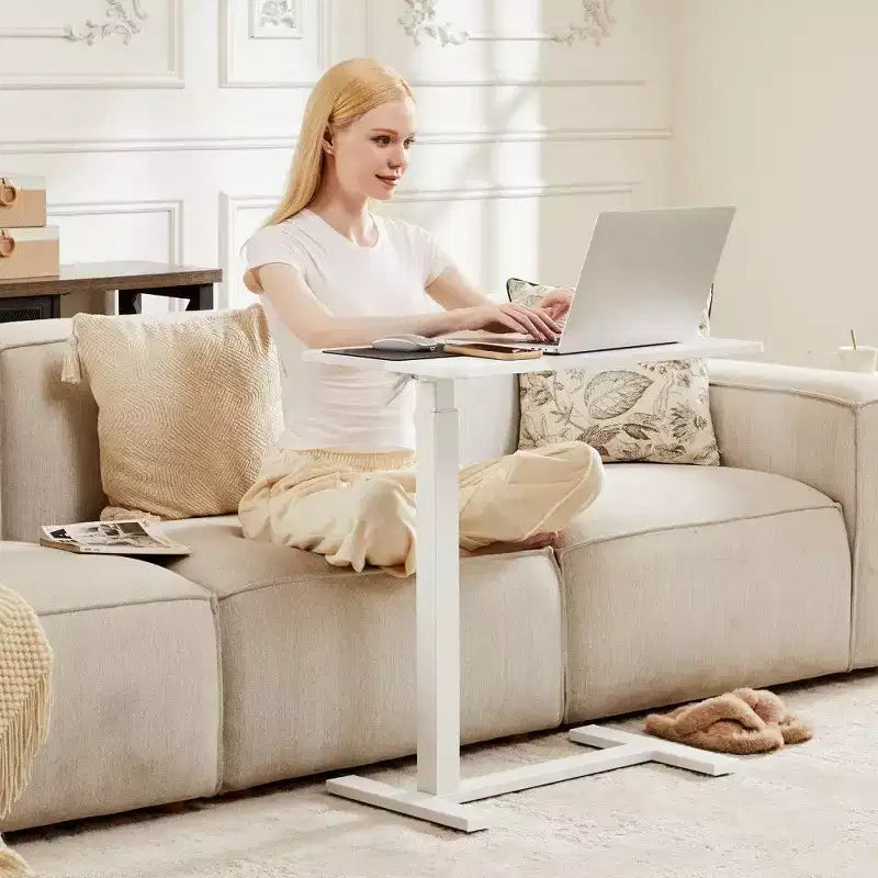 TUYOHW Table de lit réglable avec roulettes, bureau mobile pour ordinateur portable avec roulettes verrouillables, bureau portable pour le bureau et la maison