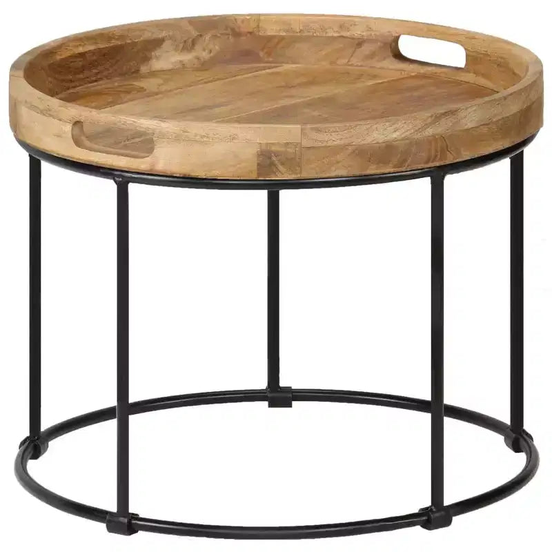 vidaXL Table Basse en Bois de Manguier Massif et Acier 50x40 cm