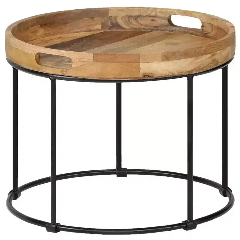vidaXL Table Basse en Bois de Manguier Massif et Acier 50x40 cm