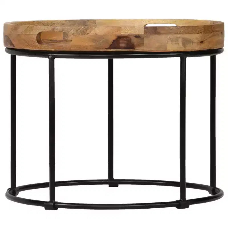 vidaXL Table Basse en Bois de Manguier Massif et Acier 50x40 cm