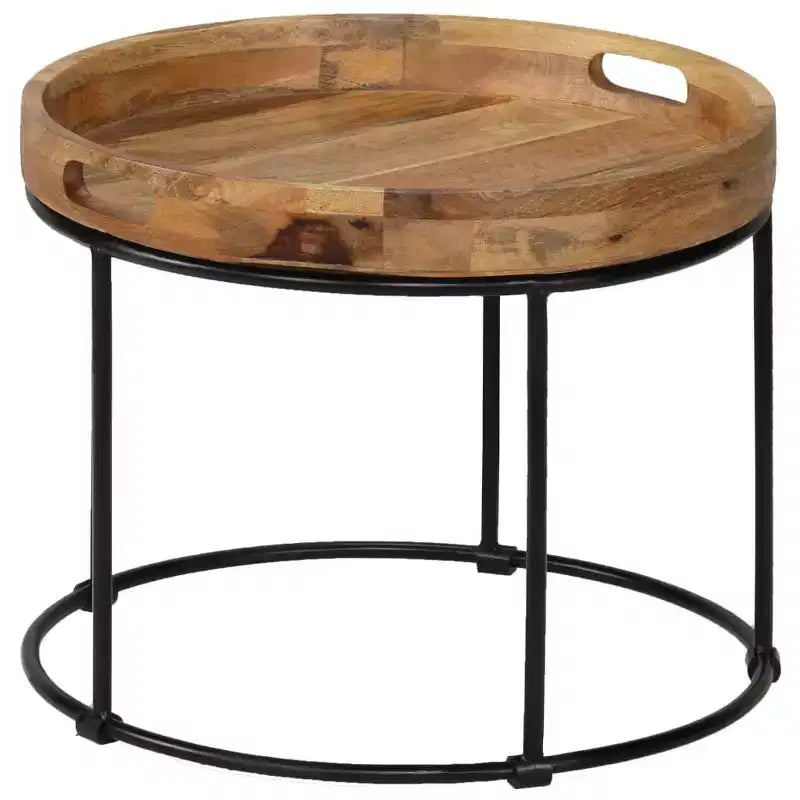 vidaXL Table Basse en Bois de Manguier Massif et Acier 50x40 cm