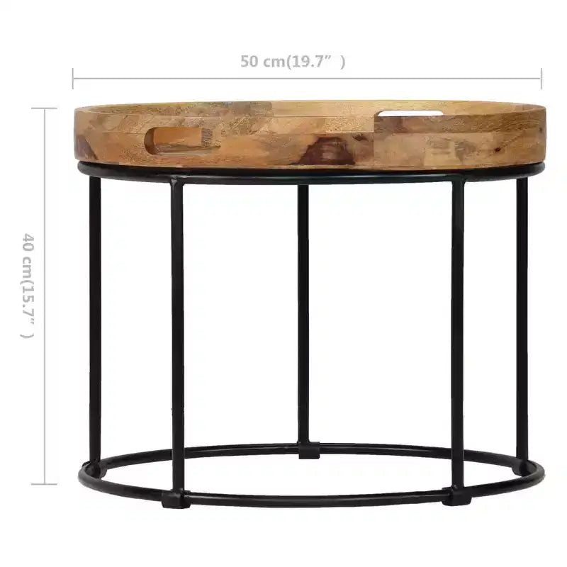 vidaXL Table Basse en Bois de Manguier Massif et Acier 50x40 cm