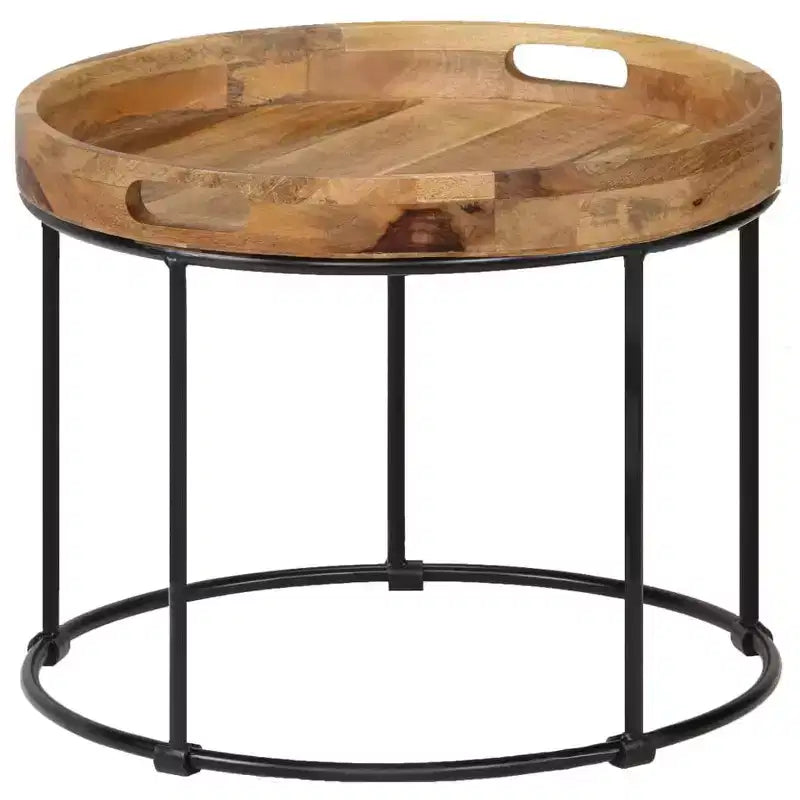vidaXL Table Basse en Bois de Manguier Massif et Acier 50x40 cm