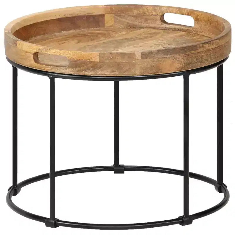 vidaXL Table Basse en Bois de Manguier Massif et Acier 50x40 cm