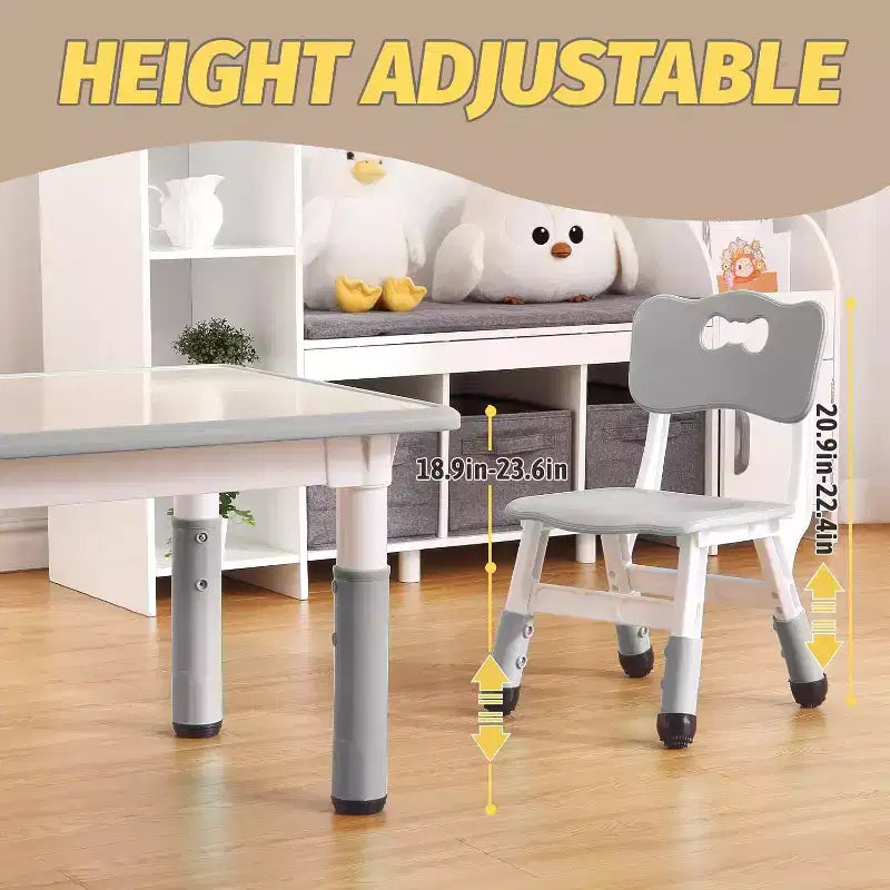 Ensemble Table et Chaises pour Enfants, Bureau Réglable en Hauteur avec 6 Sièges pour 2-10 Ans, Max 136 kg, Table Multi-Activités pour Enfants Crèches, Maison
