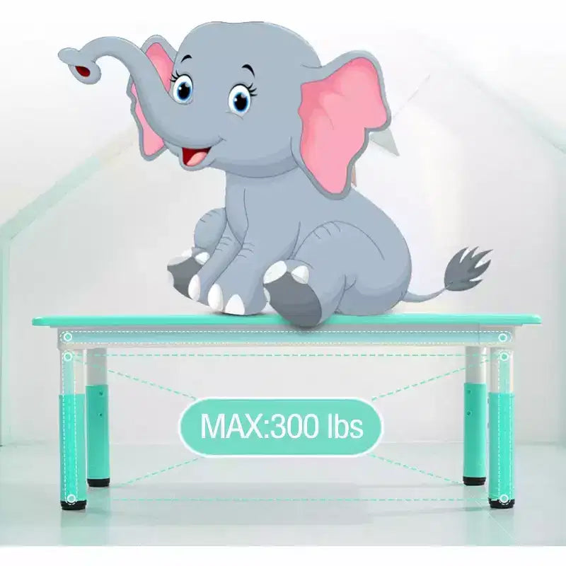 Ensemble Table et Chaises pour Enfants, Bureau Réglable en Hauteur avec 6 Sièges pour 2-10 Ans, Max 136 kg, Table Multi-Activités pour Enfants Crèches, Maison