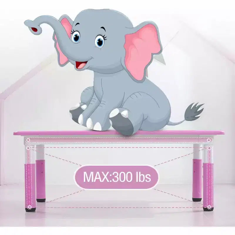 Ensemble Table et Chaises pour Enfants, Bureau Réglable en Hauteur avec 6 Sièges pour 2-10 Ans, Max 136 kg, Table Multi-Activités pour Enfants Crèches, Maison