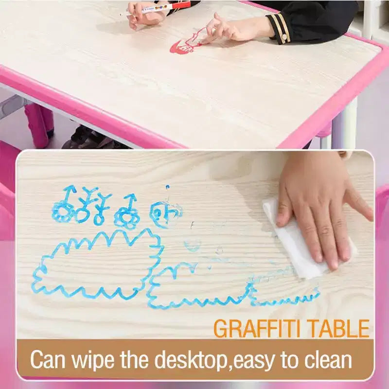 Ensemble Table et Chaises pour Enfants, Bureau Réglable en Hauteur avec 6 Sièges pour 2-10 Ans, Max 136 kg, Table Multi-Activités pour Enfants Crèches, Maison