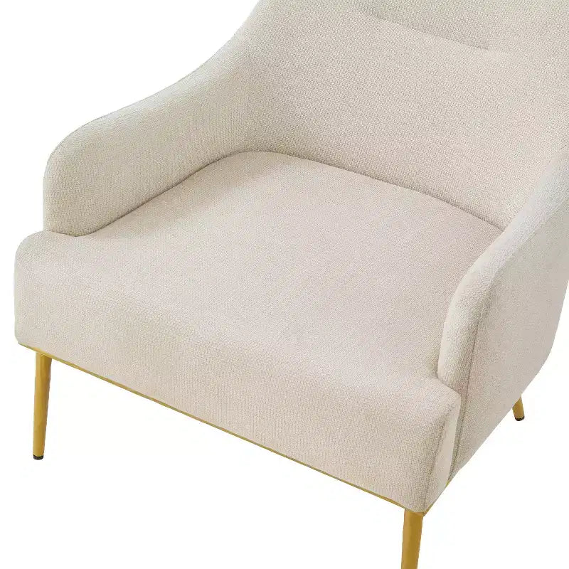 Fauteuil d'appoint moderne avec accoudoirs, canapé simple, fauteuil de lecture avec dossier incurvé et pieds en métal doré - ModernLuxe