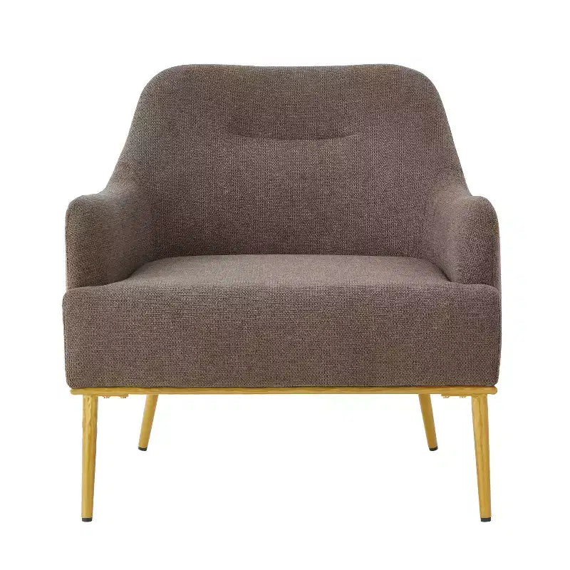 Fauteuil d'appoint moderne avec accoudoirs, canapé simple, fauteuil de lecture avec dossier incurvé et pieds en métal doré - ModernLuxe