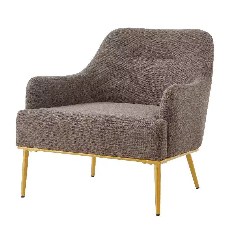 Fauteuil d'appoint moderne avec accoudoirs, canapé simple, fauteuil de lecture avec dossier incurvé et pieds en métal doré - ModernLuxe