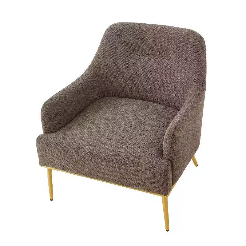 Fauteuil d'appoint moderne avec accoudoirs, canapé simple, fauteuil de lecture avec dossier incurvé et pieds en métal doré - ModernLuxe
