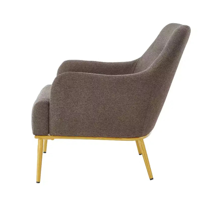 Fauteuil d'appoint moderne avec accoudoirs, canapé simple, fauteuil de lecture avec dossier incurvé et pieds en métal doré - ModernLuxe