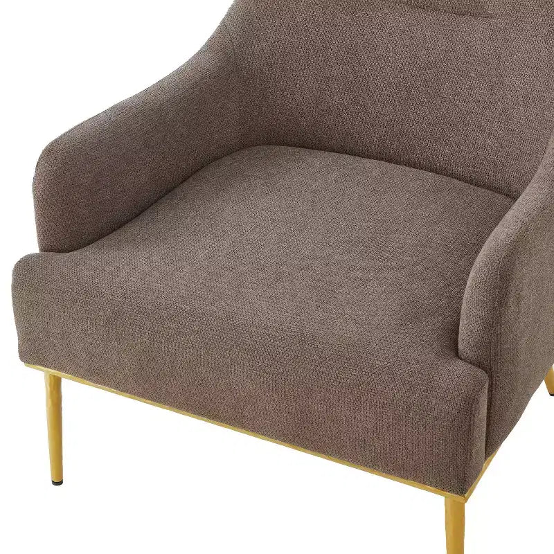 Fauteuil d'appoint moderne avec accoudoirs, canapé simple, fauteuil de lecture avec dossier incurvé et pieds en métal doré - ModernLuxe