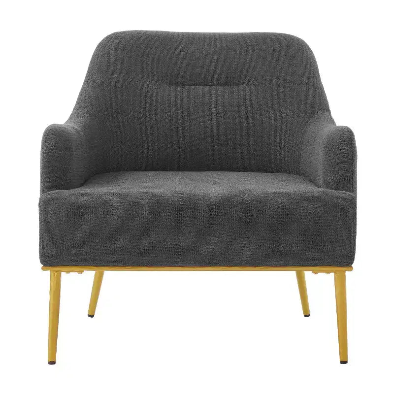 Fauteuil d'appoint moderne avec accoudoirs, canapé simple, fauteuil de lecture avec dossier incurvé et pieds en métal doré - ModernLuxe