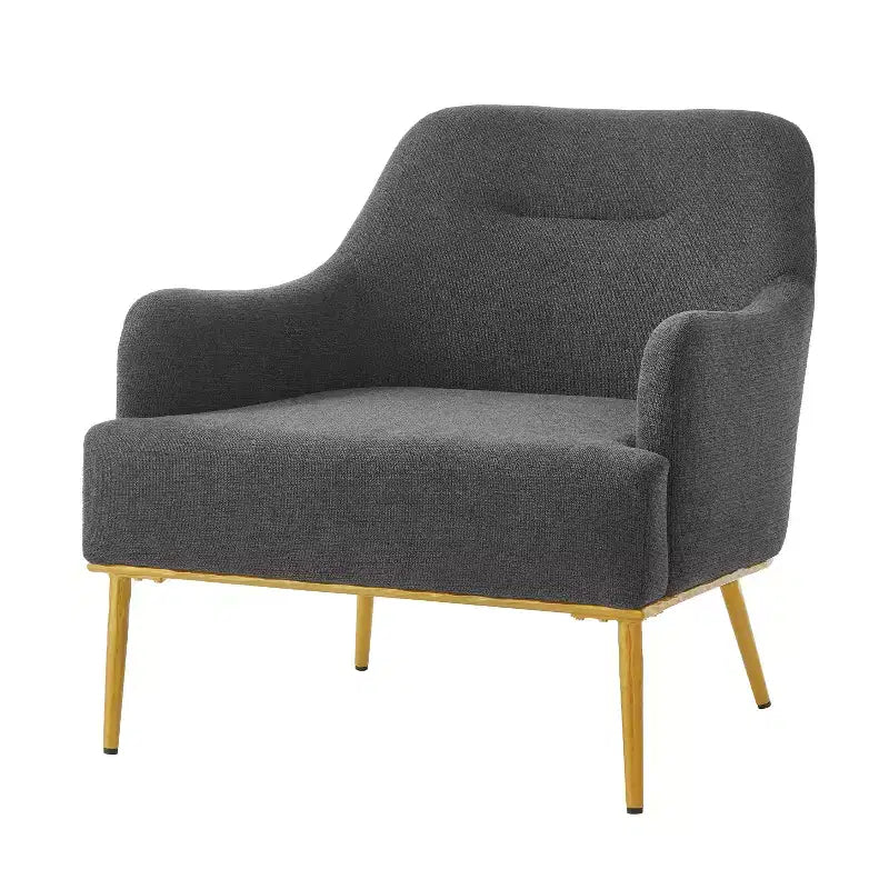 Fauteuil d'appoint moderne avec accoudoirs, canapé simple, fauteuil de lecture avec dossier incurvé et pieds en métal doré - ModernLuxe