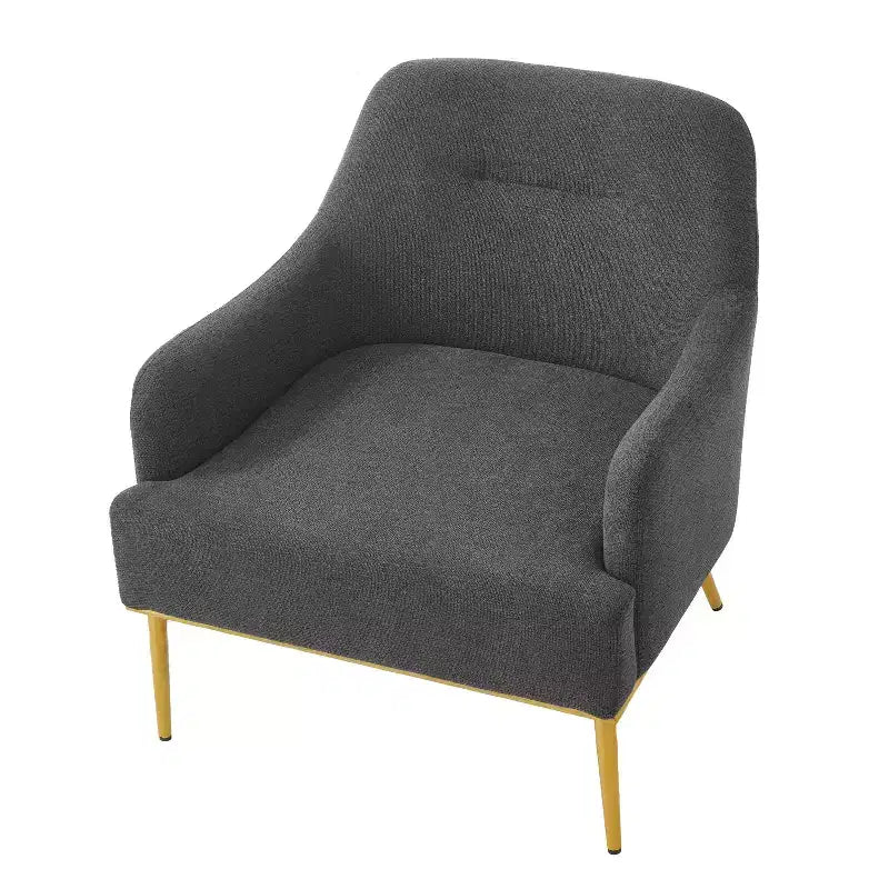 Fauteuil d'appoint moderne avec accoudoirs, canapé simple, fauteuil de lecture avec dossier incurvé et pieds en métal doré - ModernLuxe