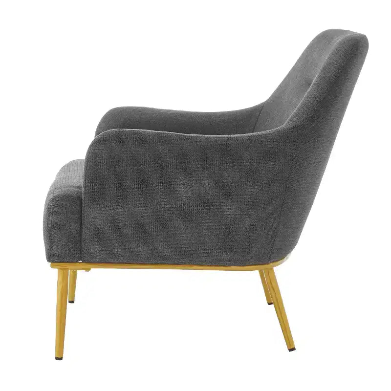 Fauteuil d'appoint moderne avec accoudoirs, canapé simple, fauteuil de lecture avec dossier incurvé et pieds en métal doré - ModernLuxe