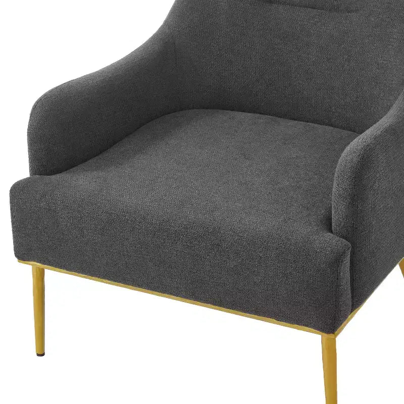 Fauteuil d'appoint moderne avec accoudoirs, canapé simple, fauteuil de lecture avec dossier incurvé et pieds en métal doré - ModernLuxe
