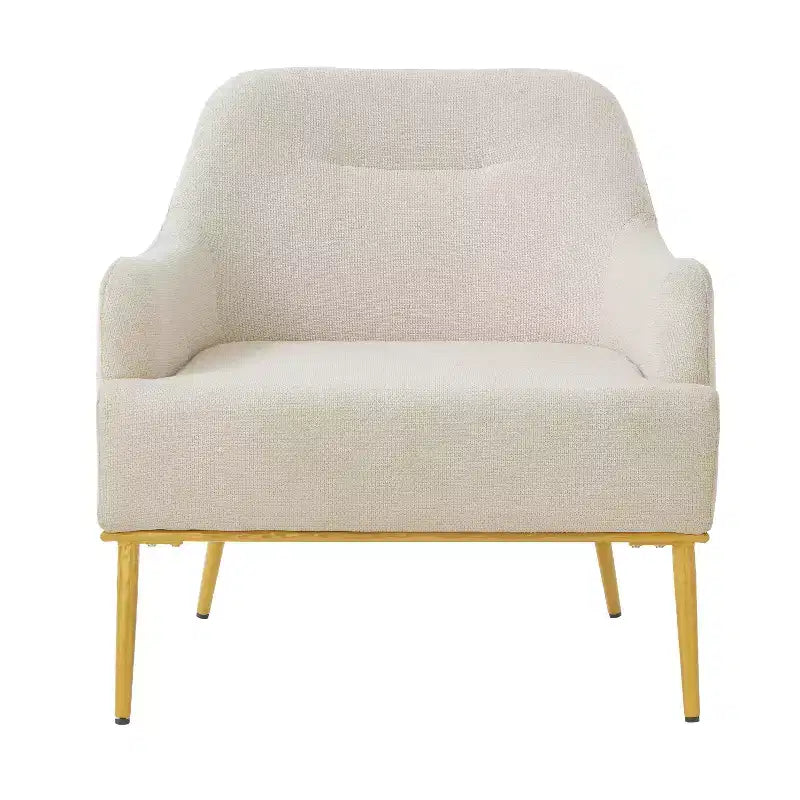 Fauteuil d'appoint moderne avec accoudoirs, canapé simple, fauteuil de lecture avec dossier incurvé et pieds en métal doré - ModernLuxe