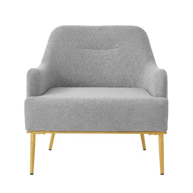Fauteuil d'appoint moderne avec accoudoirs, canapé simple, fauteuil de lecture avec dossier incurvé et pieds en métal doré - ModernLuxe