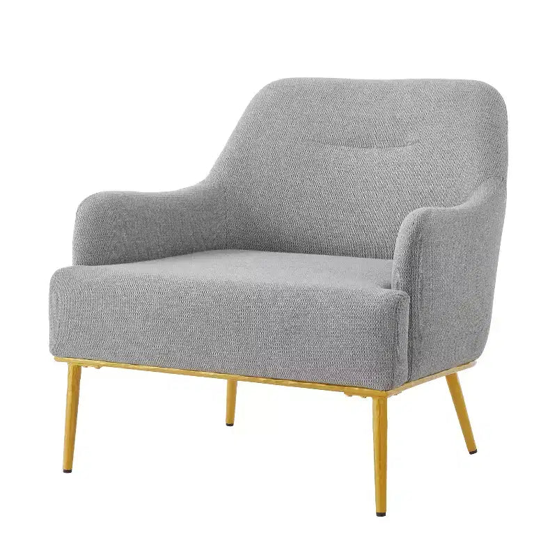 Fauteuil d'appoint moderne avec accoudoirs, canapé simple, fauteuil de lecture avec dossier incurvé et pieds en métal doré - ModernLuxe