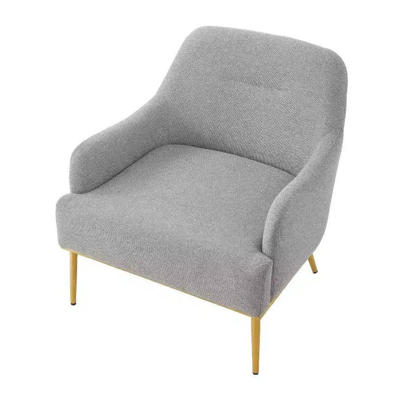 Fauteuil d'appoint moderne avec accoudoirs, canapé simple, fauteuil de lecture avec dossier incurvé et pieds en métal doré - ModernLuxe