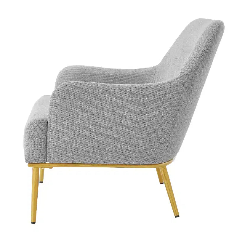 Fauteuil d'appoint moderne avec accoudoirs, canapé simple, fauteuil de lecture avec dossier incurvé et pieds en métal doré - ModernLuxe