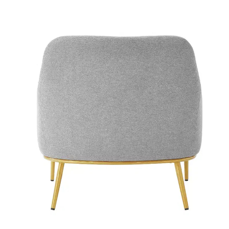 Fauteuil d'appoint moderne avec accoudoirs, canapé simple, fauteuil de lecture avec dossier incurvé et pieds en métal doré - ModernLuxe