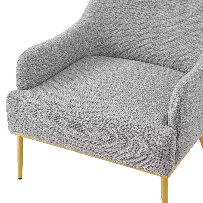 Fauteuil d'appoint moderne avec accoudoirs, canapé simple, fauteuil de lecture avec dossier incurvé et pieds en métal doré - ModernLuxe