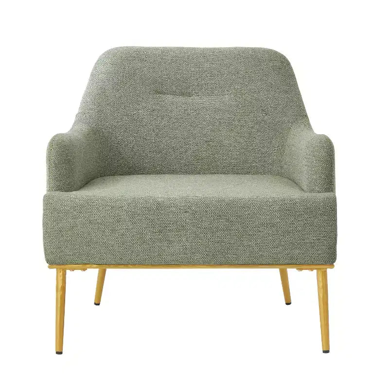Fauteuil d'appoint moderne avec accoudoirs, canapé simple, fauteuil de lecture avec dossier incurvé et pieds en métal doré - ModernLuxe