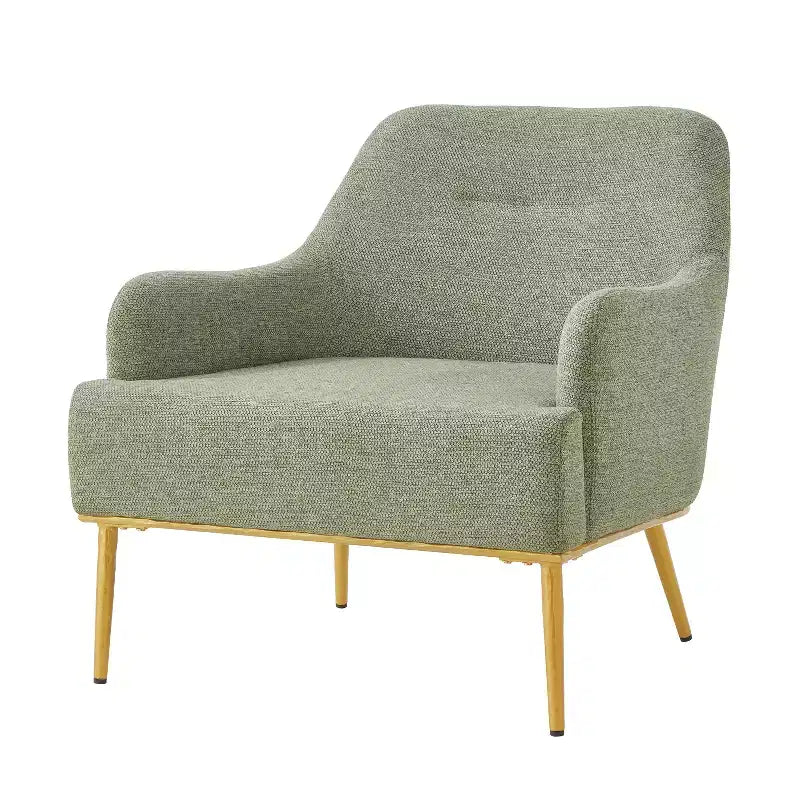 Fauteuil d'appoint moderne avec accoudoirs, canapé simple, fauteuil de lecture avec dossier incurvé et pieds en métal doré - ModernLuxe