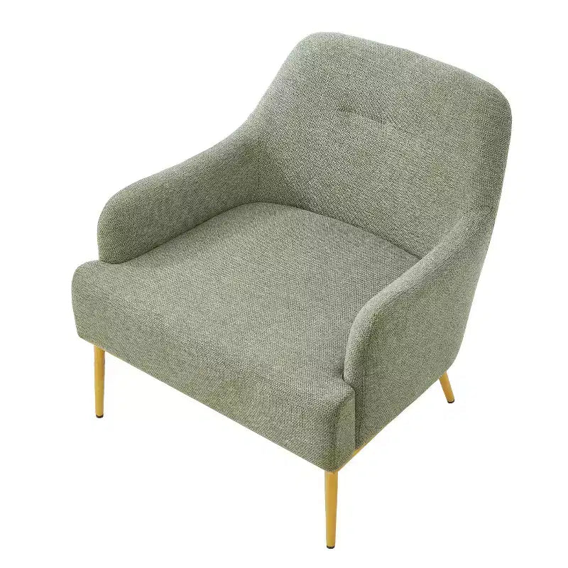 Fauteuil d'appoint moderne avec accoudoirs, canapé simple, fauteuil de lecture avec dossier incurvé et pieds en métal doré - ModernLuxe