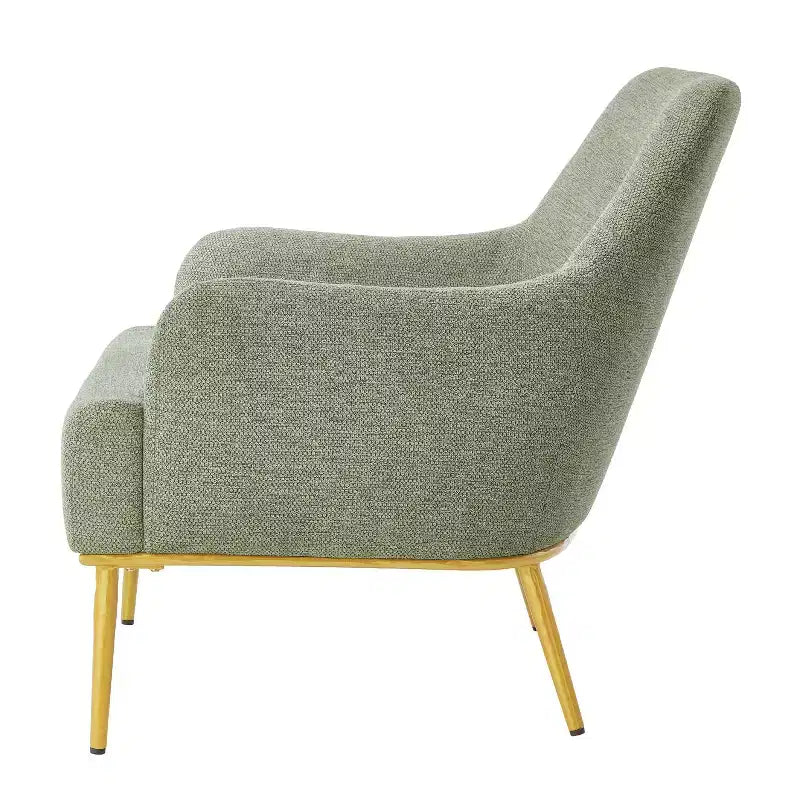 Fauteuil d'appoint moderne avec accoudoirs, canapé simple, fauteuil de lecture avec dossier incurvé et pieds en métal doré - ModernLuxe