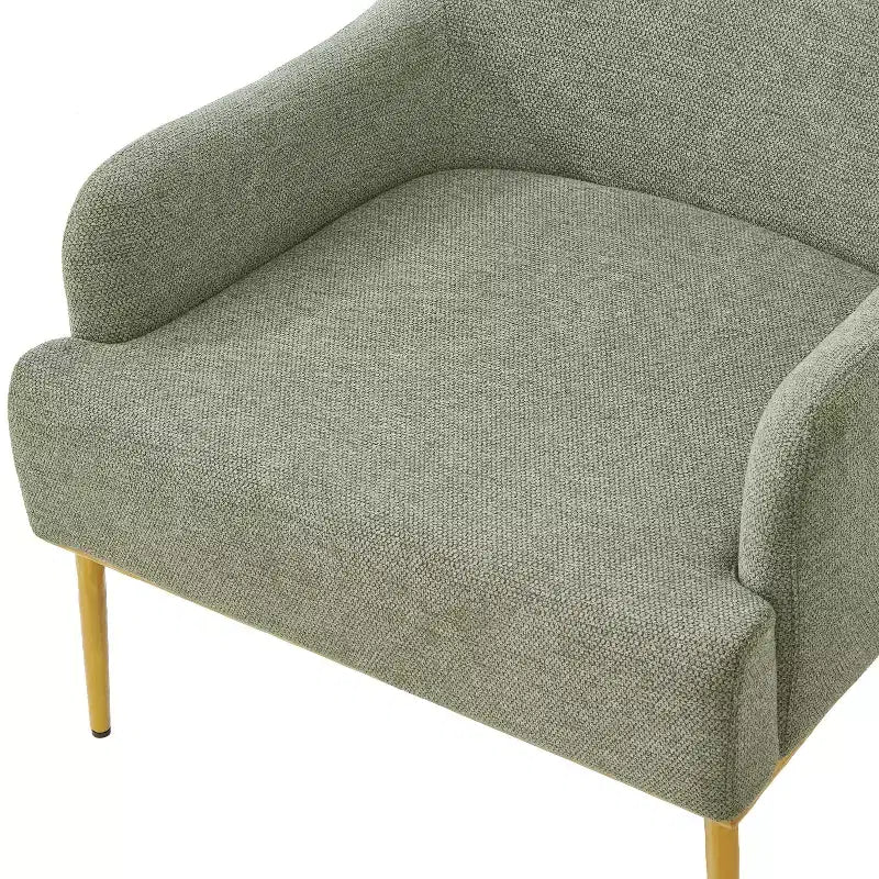 Fauteuil d'appoint moderne avec accoudoirs, canapé simple, fauteuil de lecture avec dossier incurvé et pieds en métal doré - ModernLuxe