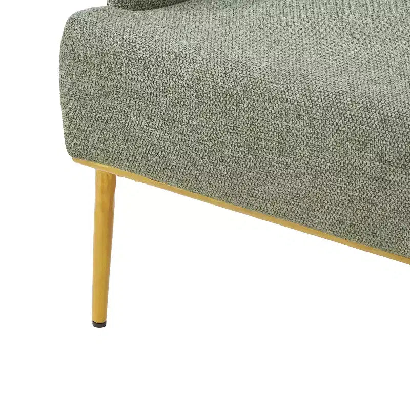 Fauteuil d'appoint moderne avec accoudoirs, canapé simple, fauteuil de lecture avec dossier incurvé et pieds en métal doré - ModernLuxe