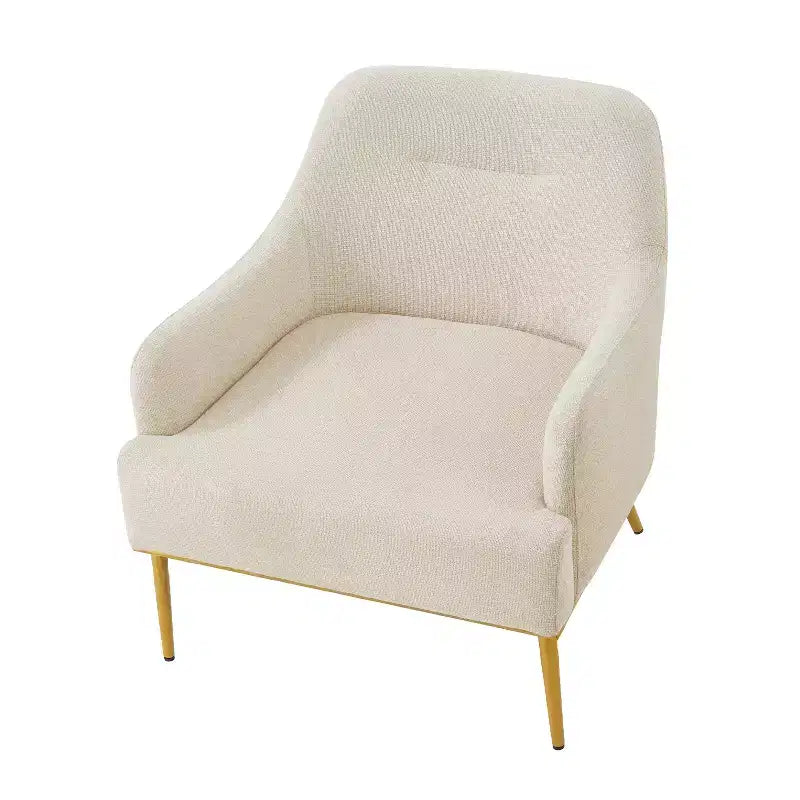 Fauteuil d'appoint moderne avec accoudoirs, canapé simple, fauteuil de lecture avec dossier incurvé et pieds en métal doré - ModernLuxe