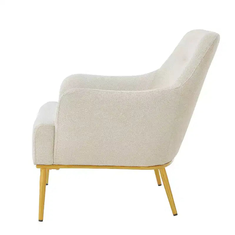Fauteuil d'appoint moderne avec accoudoirs, canapé simple, fauteuil de lecture avec dossier incurvé et pieds en métal doré - ModernLuxe