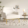 Modern Accent Chair Upholstered Armchair Single Sofa Chair Reading Chair with Curved Backrest and Gold Metal Legs - ModernLuxe