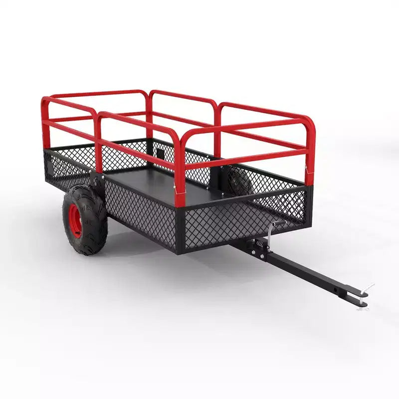 Remorque basculante en acier à atteler, 1600 lbs 22 pieds cubes, usage intensif, pour jardin et cour, avec parois amovibles et pneus tout-terrain, compatible avec tondeuses à gazon et tracteurs