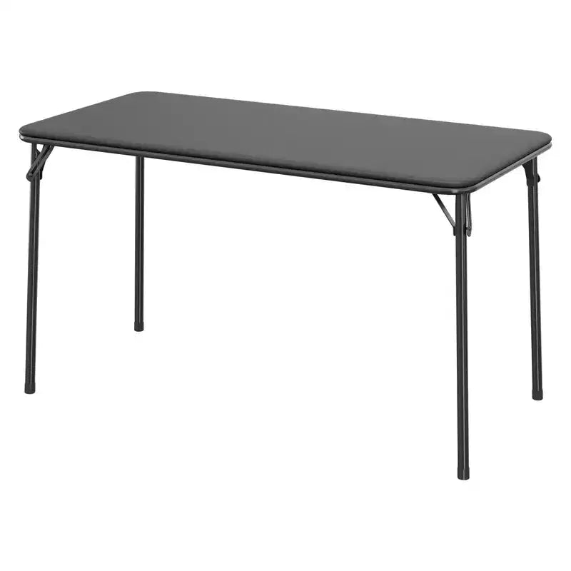 Table Pliante de 120 cm avec Plateau en Cuir PU Rembourré, Pieds en Métal Robuste, Conception Pliable et Support d'Étagère, Aucun Assemblage Requis