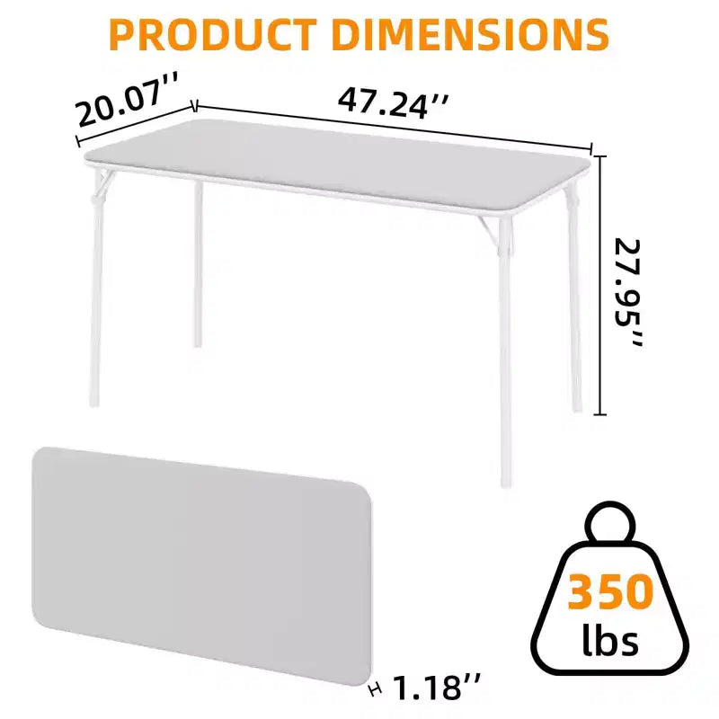Table Pliante de 120 cm avec Plateau en Cuir PU Rembourré, Pieds en Métal Robuste, Conception Pliable et Support d'Étagère, Aucun Assemblage Requis