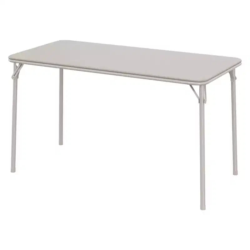 Table Pliante de 120 cm avec Plateau en Cuir PU Rembourré, Pieds en Métal Robuste, Conception Pliable et Support d'Étagère, Aucun Assemblage Requis