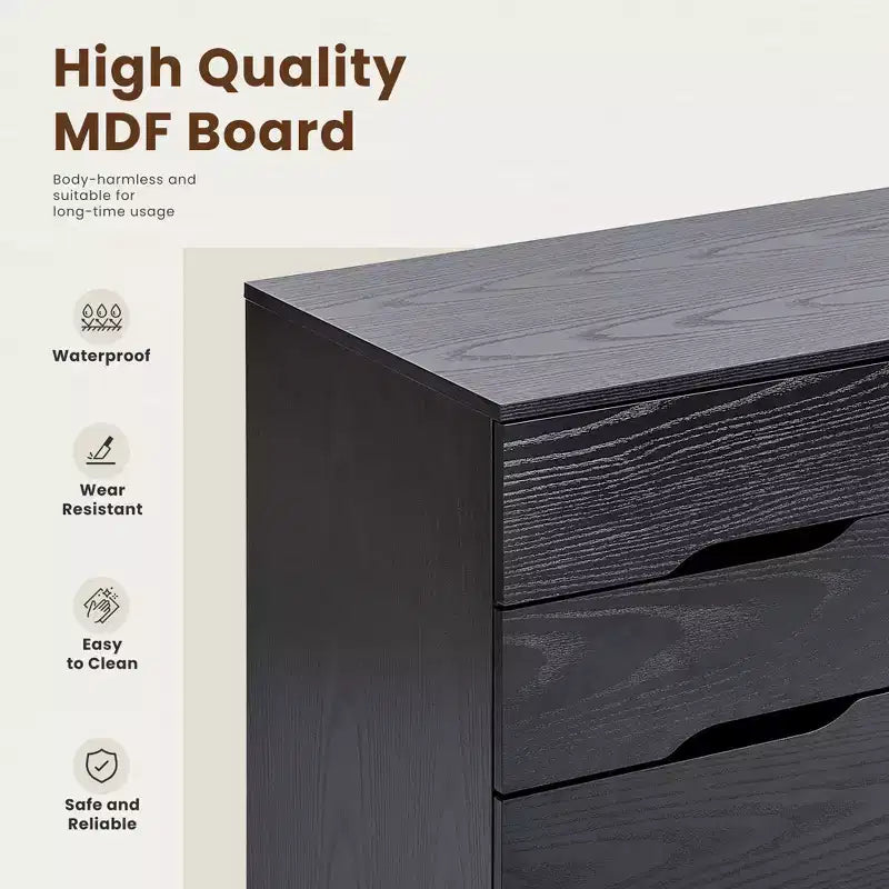 JIONJOY Classeur mobile verrouillable à 3 tiroirs de 79,5 cm de large - Rangement de documents A4, meuble roulant sous bureau avec gestion des câbles pour bureau à domicile