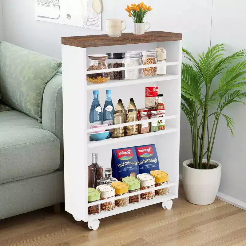 MAYEERTY Chariot de rangement mince et peu encombrant, organiseur roulant étroit à 3 niveaux pour cuisine et salle de bain